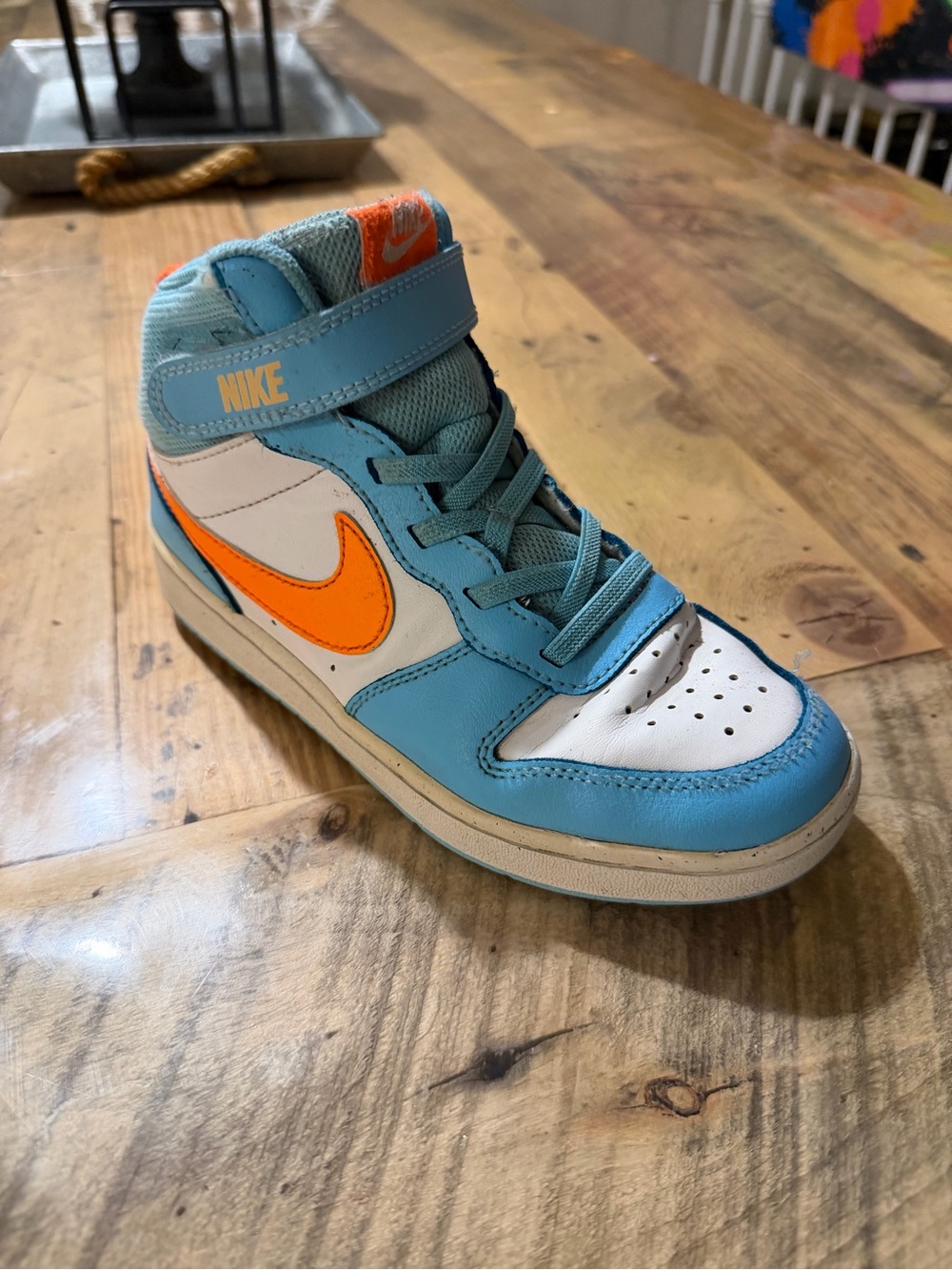 Nike Court Borough Mid 2 (Aquarius Blue / White / Total Orange) 2Y - Picture 4 of 8